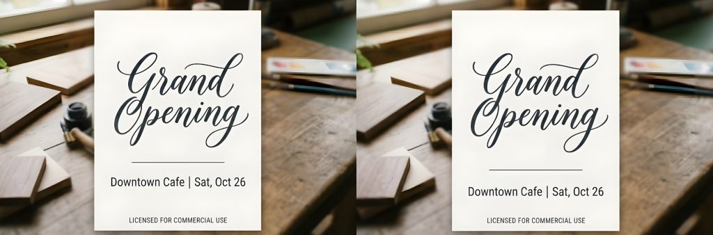 A computer monitor displaying a design software where two different font versions of the text "Hello There" are being compared side-by-side for a sign mock-up