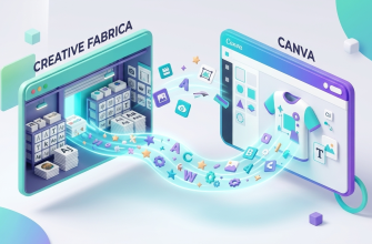 A 3D illustration showing a flow of graphic assets from Creative Fabrica to the Canva editor to create a T-shirt.